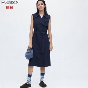 J.W. Anderson x Uniqlo Navy Linen Blend Trench Vest Dress - Small